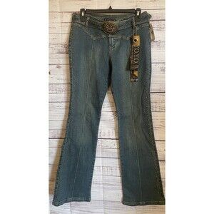 Y.O.Y.O  NWT Jeans  Bootcut Distressed Y2K Boho Festival Size 11 studded, belt
